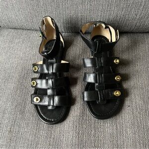 Coach Oleta Vacheta Black Leather Sandals 7B